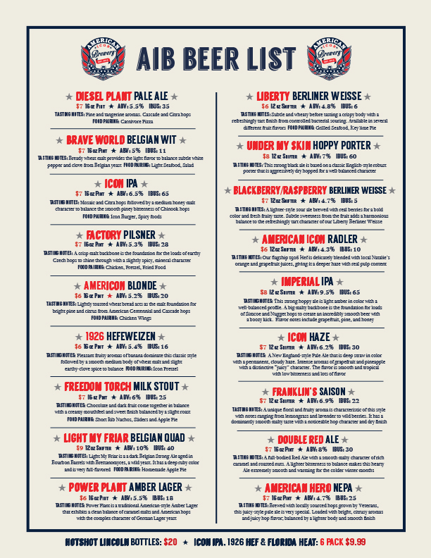 DOWNLOAD OUR BEER MENU American Icon Brewery Vero Beach Florida. Our mission is to create